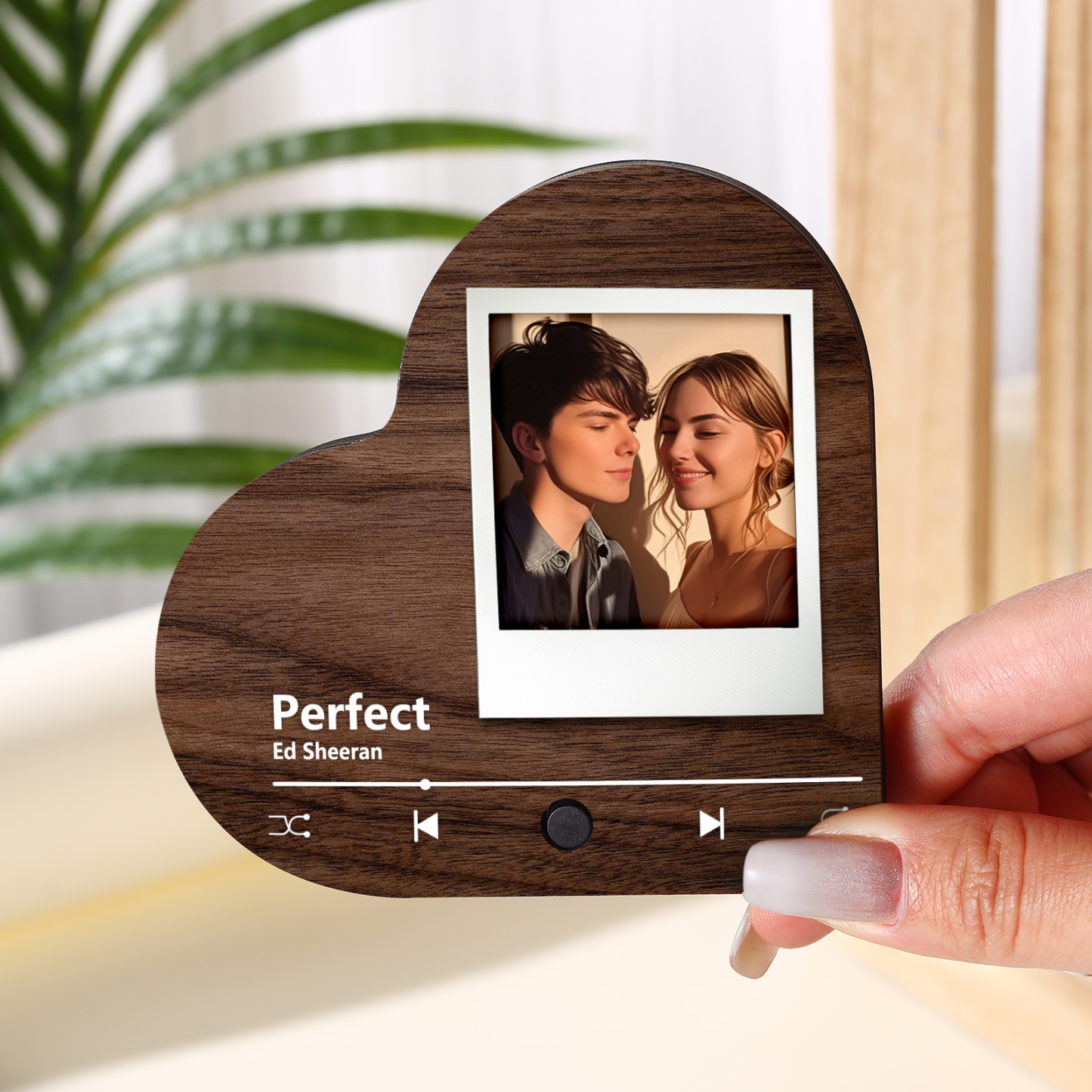 Personalisiertes 1 Foto & Lied Acryl Herz Musik-Kühlschrankmagnet in 4 Stile – Geschenk für Paar