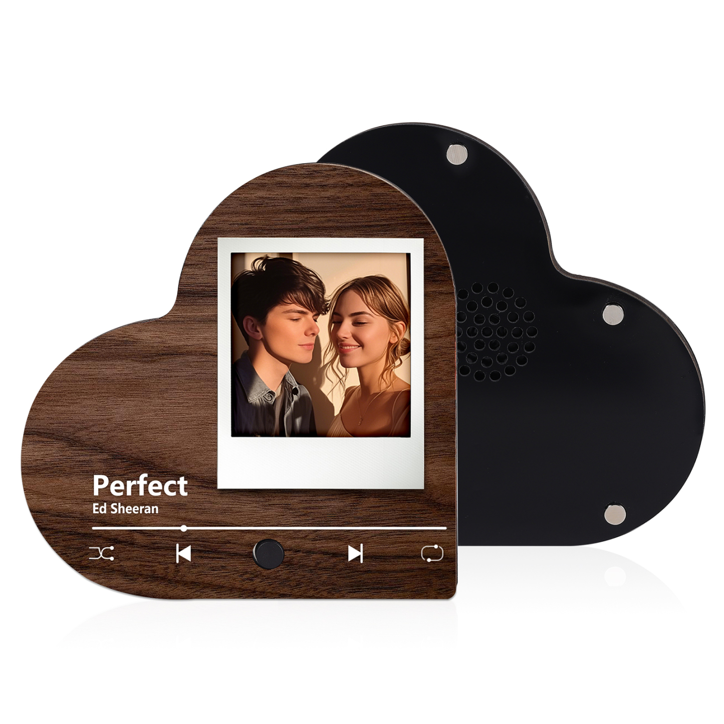 Personalisiertes 1 Foto & Lied Acryl Herz Musik-Kühlschrankmagnet in 4 Stile – Geschenk für Paar
