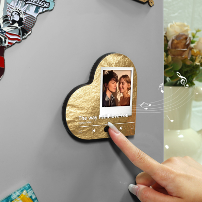 Personalisiertes 1 Foto & Lied Acryl Herz Musik-Kühlschrankmagnet in 4 Stile – Geschenk für Paar
