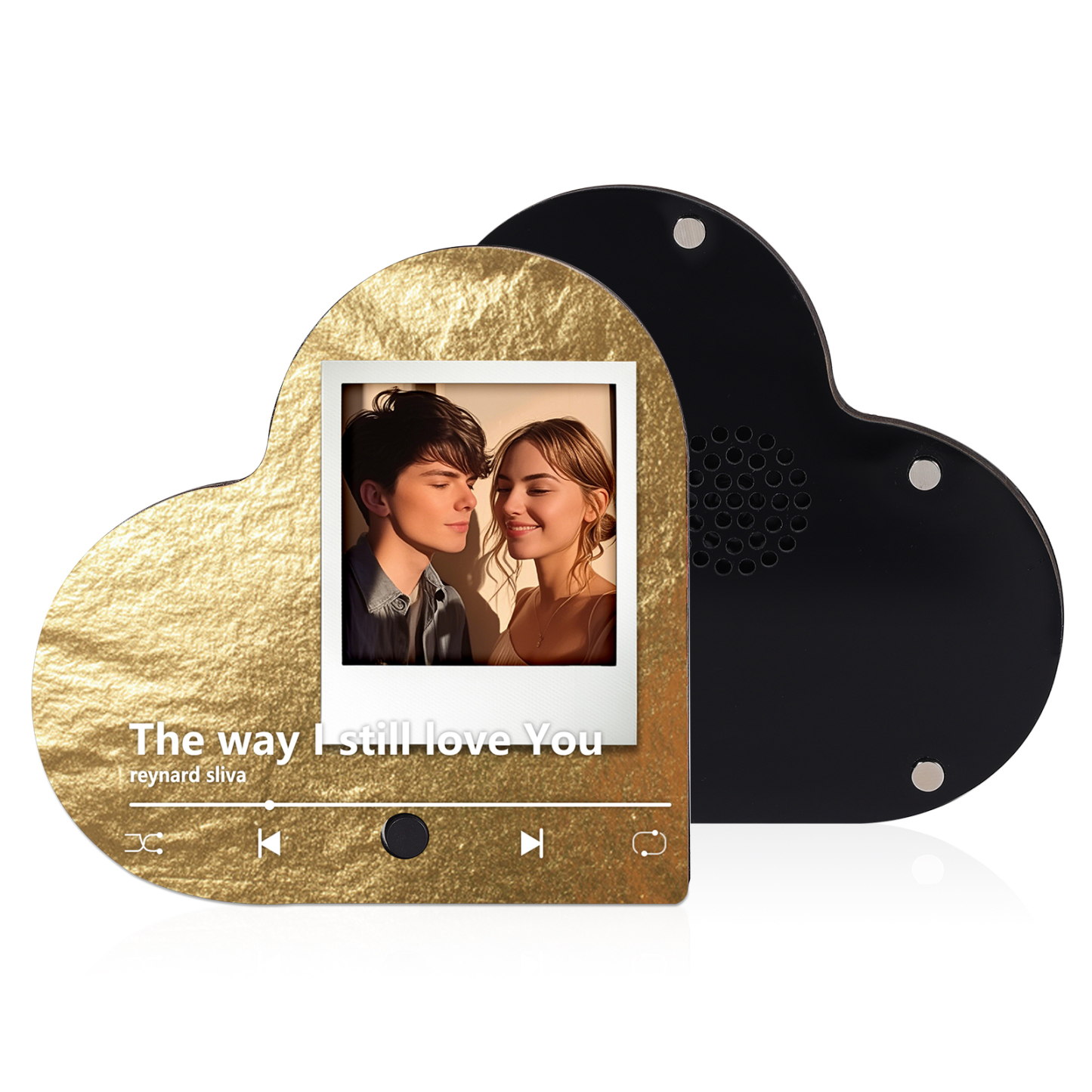 Personalisiertes 1 Foto & Lied Acryl Herz Musik-Kühlschrankmagnet in 4 Stile – Geschenk für Paar