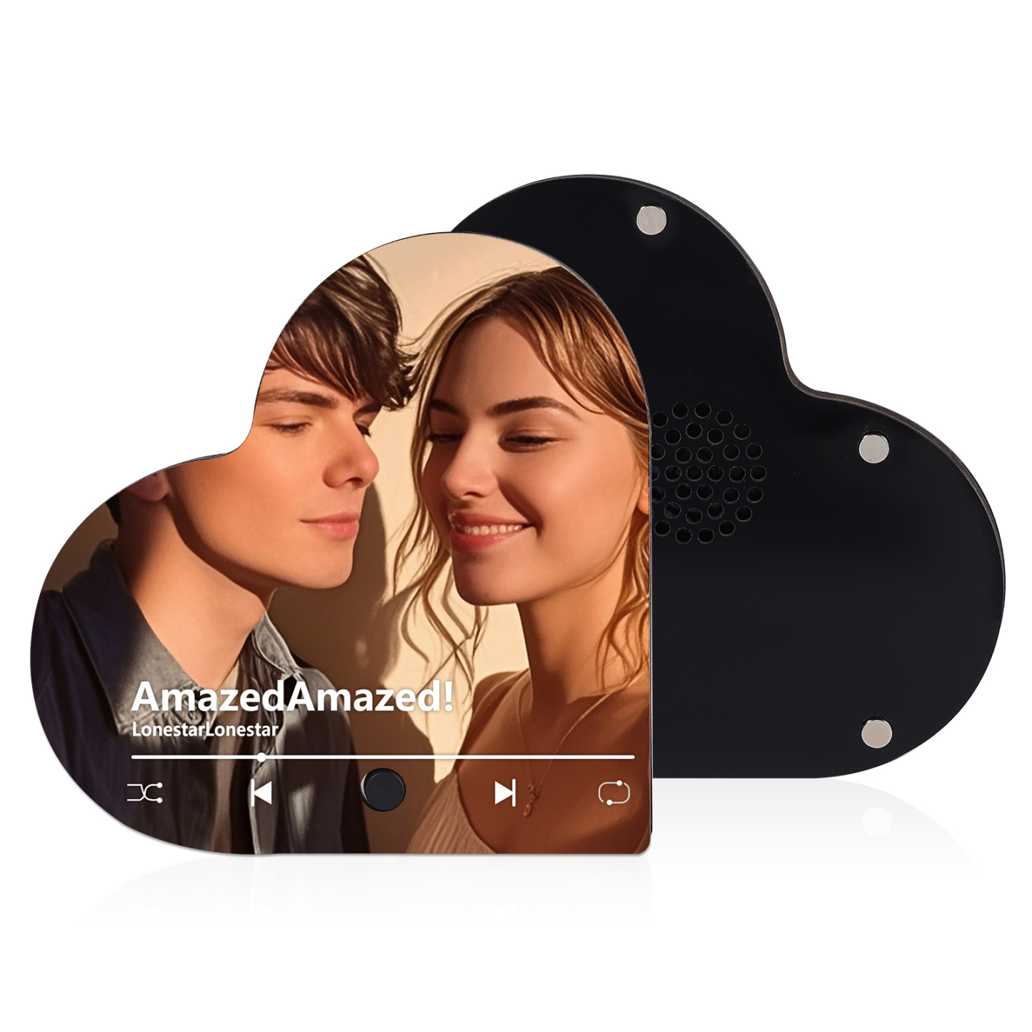 Personalisiertes 1 Foto & Lied Acryl Herz Musik-Kühlschrankmagnet in 4 Stile – Geschenk für Paar