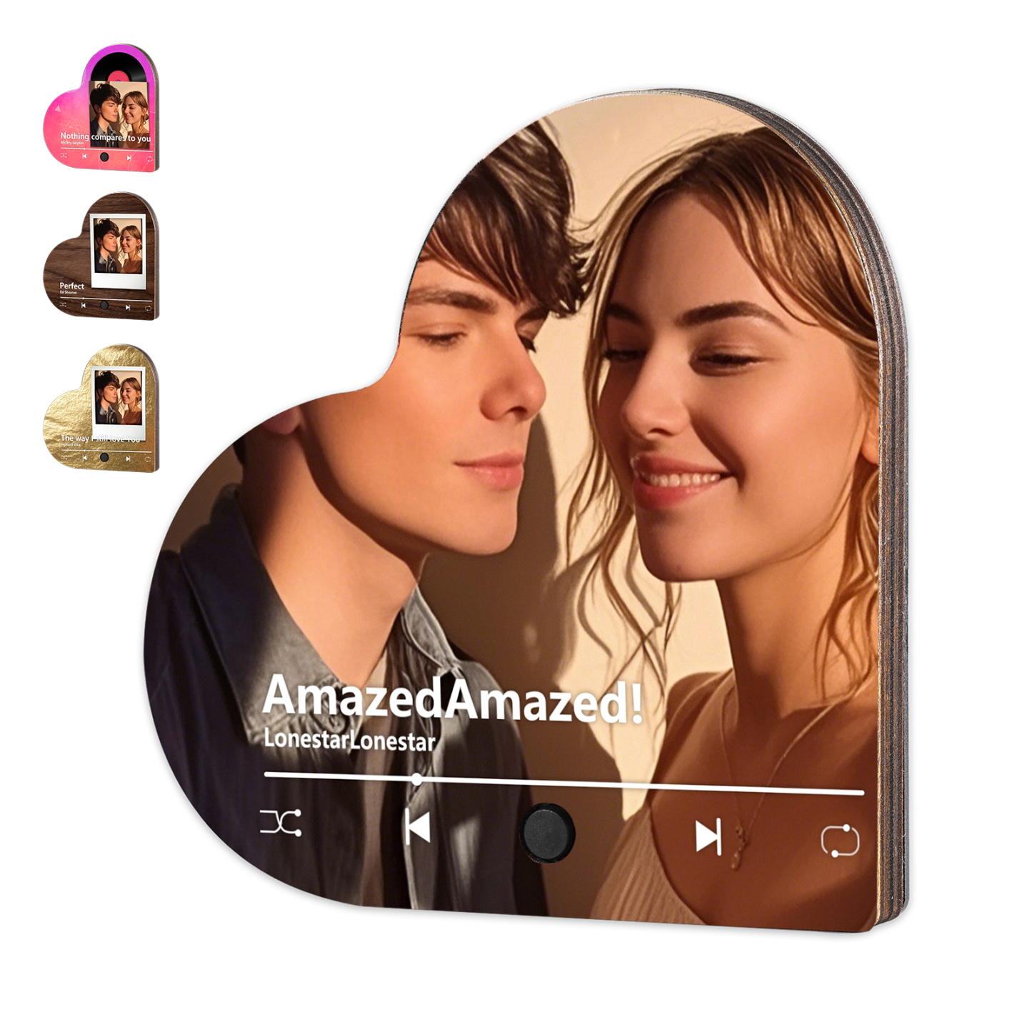 Personalisiertes 1 Foto & Lied Acryl Herz Musik-Kühlschrankmagnet in 4 Stile – Geschenk für Paar