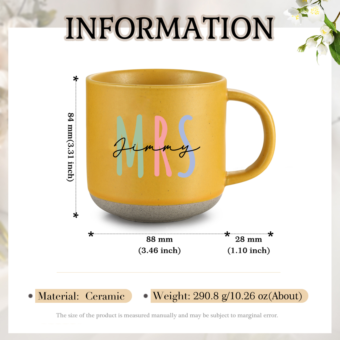 Personalisierte 2 Namen & Buchstaben & Datum & Jahr & Text Hand-in-Hand Keramik Mark-Tasse in 7 Farben & 12 Stile – Einzigartiges Geschenk für Paar