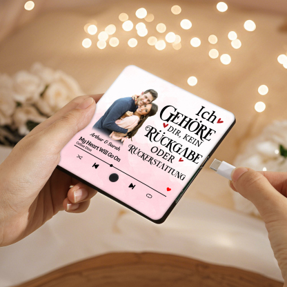 Personalisiertes Foto & Lied & 2 Namen Acryl Holz Kühlschrankmagnet mit Musikfunktion Ich gehöre dir keine Rückgabe oder Rückerstattung Geschenk für Paar