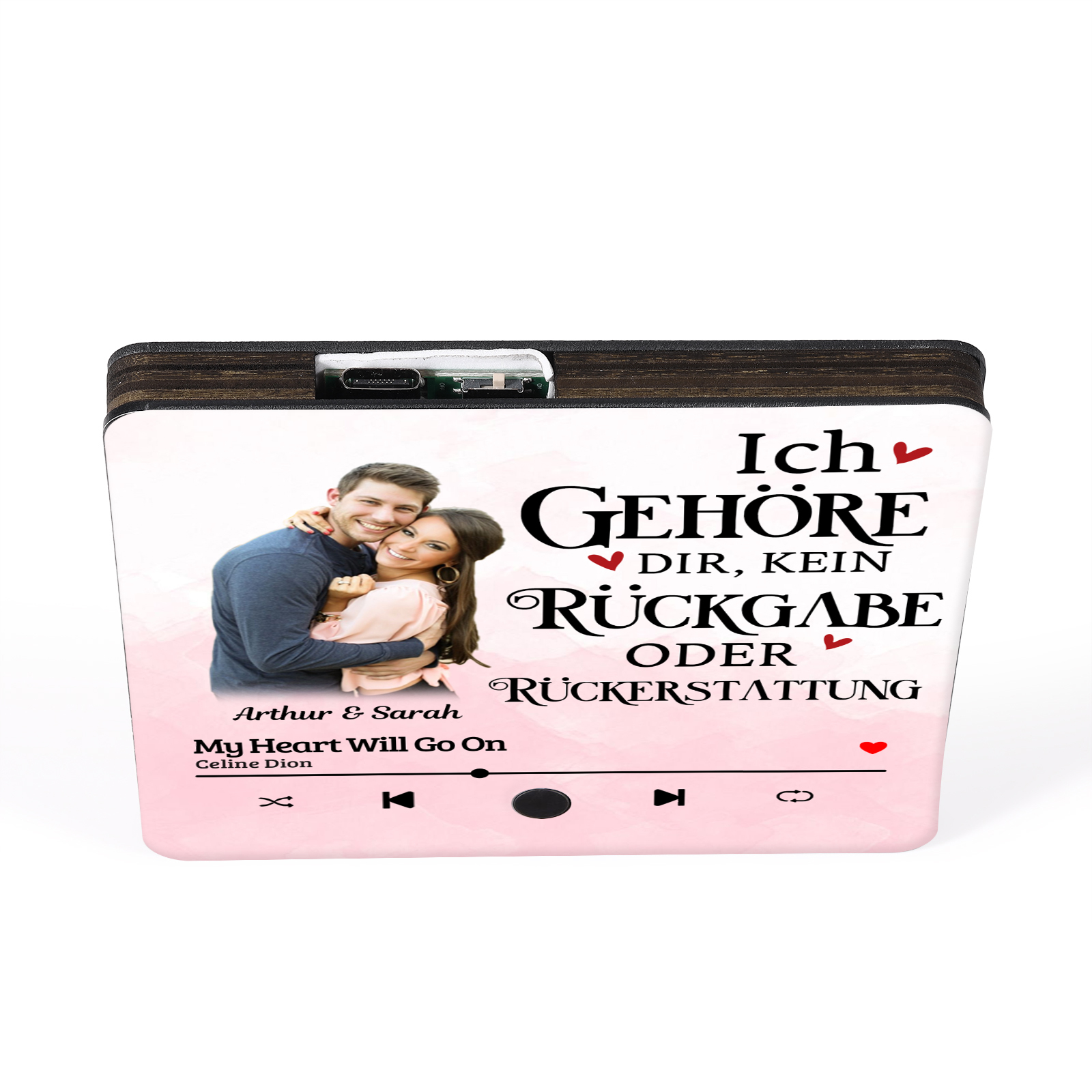 Personalisiertes Foto & Lied & 2 Namen Acryl Holz Kühlschrankmagnet mit Musikfunktion Ich gehöre dir keine Rückgabe oder Rückerstattung Geschenk für Paar