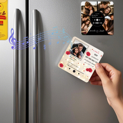 Personalisierte Musik-Kühlschrankmagnet mit Foto & Lied & Datum & 2 Namen – Romantisches Geschenk für Paare
