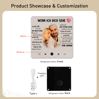Personalisierte mit Lied & Foto Musik-Kühlschrankmagnet – Romantisches Geschenk für Paar