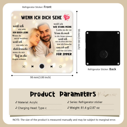 Personalisierte mit Lied & Foto Musik-Kühlschrankmagnet – Romantisches Geschenk für Paar