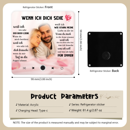 Personalisierte mit Lied & Foto Musik-Kühlschrankmagnet – Romantisches Geschenk für Paar