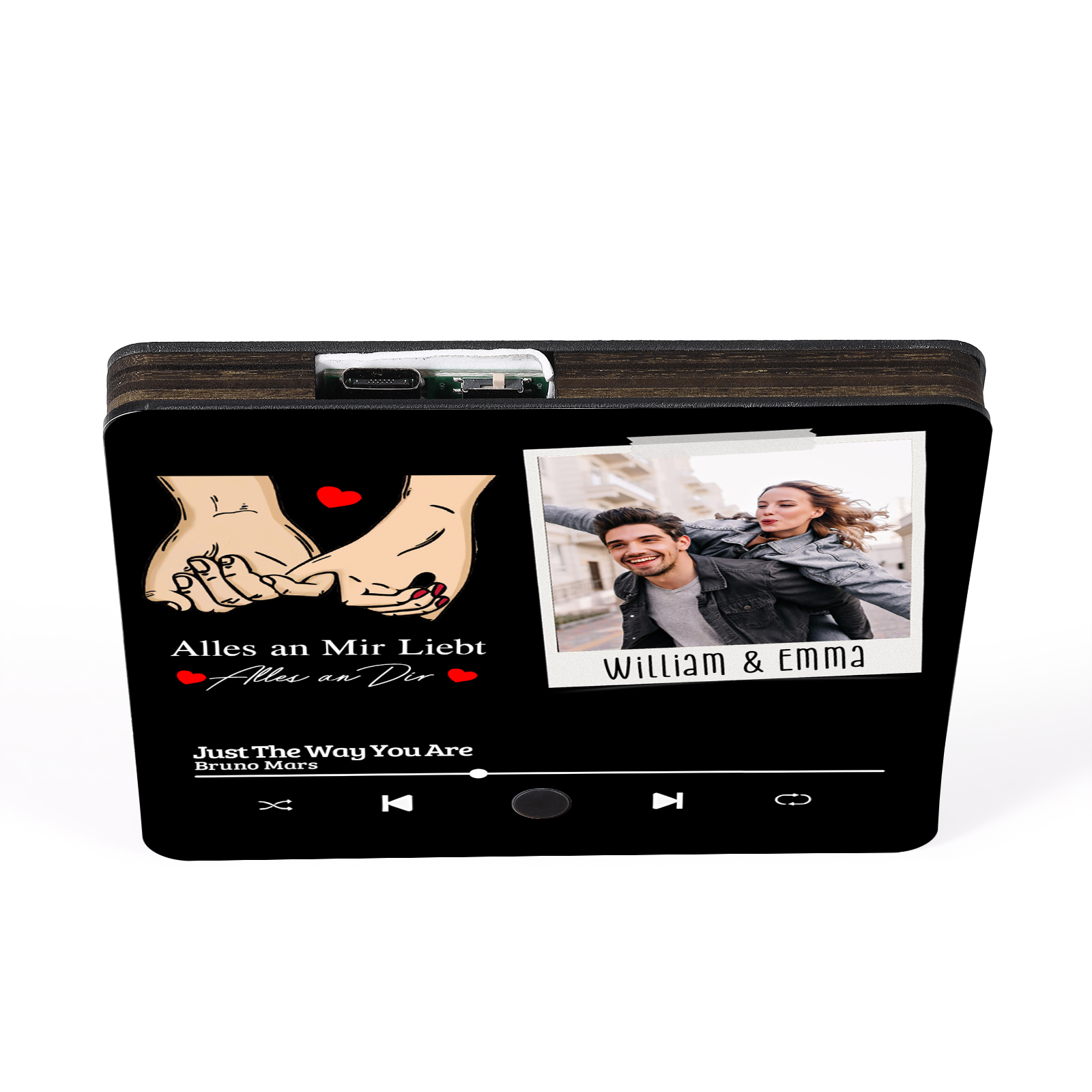 Personalisiertes Foto & Lied & 2 Namen Acryl Holz Kühlschrankmagnet mit Musikfunktion Alles an mir liebt Alles an dir Geschenk für Paar