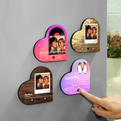 Herz Personalisiertes Lied &2 Namen Kühlschrankmagnet mit Musikfunktion Du bist mein Pinguin Geschenk für Paare