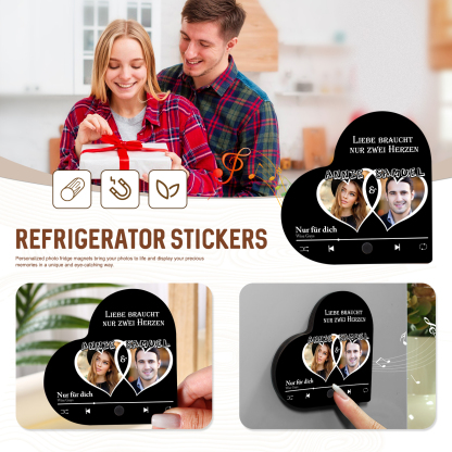 Herz Personalisiertes Lied & 2 Namen Kühlschrankmagnet mit Musikfunktion Liebe braucht nur zwei Herzen Geschenk für Paare