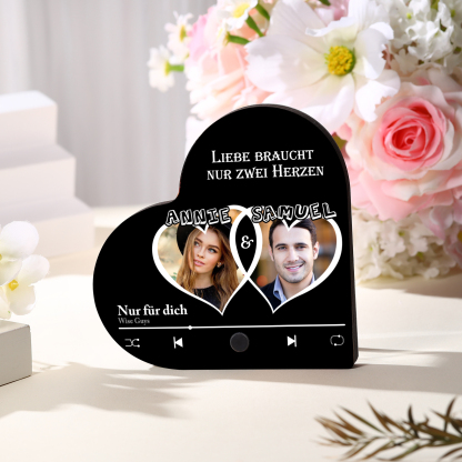 Herz Personalisiertes Lied & 2 Namen Kühlschrankmagnet mit Musikfunktion Liebe braucht nur zwei Herzen Geschenk für Paare