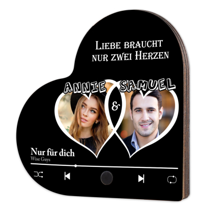 Herz Personalisiertes Lied & 2 Namen Kühlschrankmagnet mit Musikfunktion Liebe braucht nur zwei Herzen Geschenk für Paare