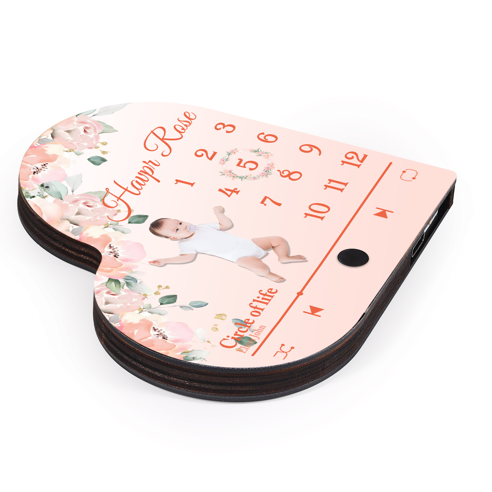 Herz Personalisiertes Lied & Name & Foto & Datum Kühlschrankmagnet mit Musikfunktion Baby Geschenk zur Taufe