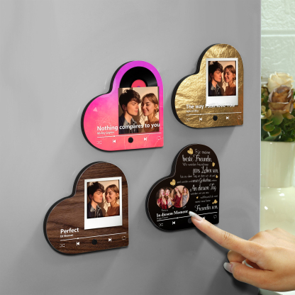 Herz Personalisiertes Lied & 2 Fotos & 2 Namen Kühlschrankmagnet mit Musikfunktion Für meine beste Freundin Freundschaft Geschenk