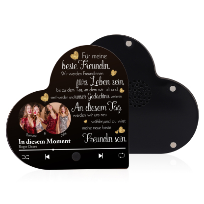 Herz Personalisiertes Lied & 2 Fotos & 2 Namen Kühlschrankmagnet mit Musikfunktion Für meine beste Freundin Freundschaft Geschenk