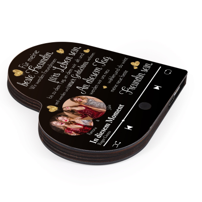 Herz Personalisiertes Lied & 2 Fotos & 2 Namen Kühlschrankmagnet mit Musikfunktion Für meine beste Freundin Freundschaft Geschenk