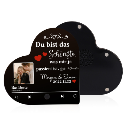 Herz Personalisiertes Lied & Foto & Text & Datum Kühlschrankmagnet mit Musikfunktion Du bist das Beste was mir je passiert ist Geschenk für Paare