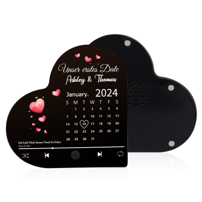 Herz Personalisiertes Lied & Text & 2 Namen & Jahr & Datum Kühlschrankmagnet mit Musikfunktion Geschenk für Paare