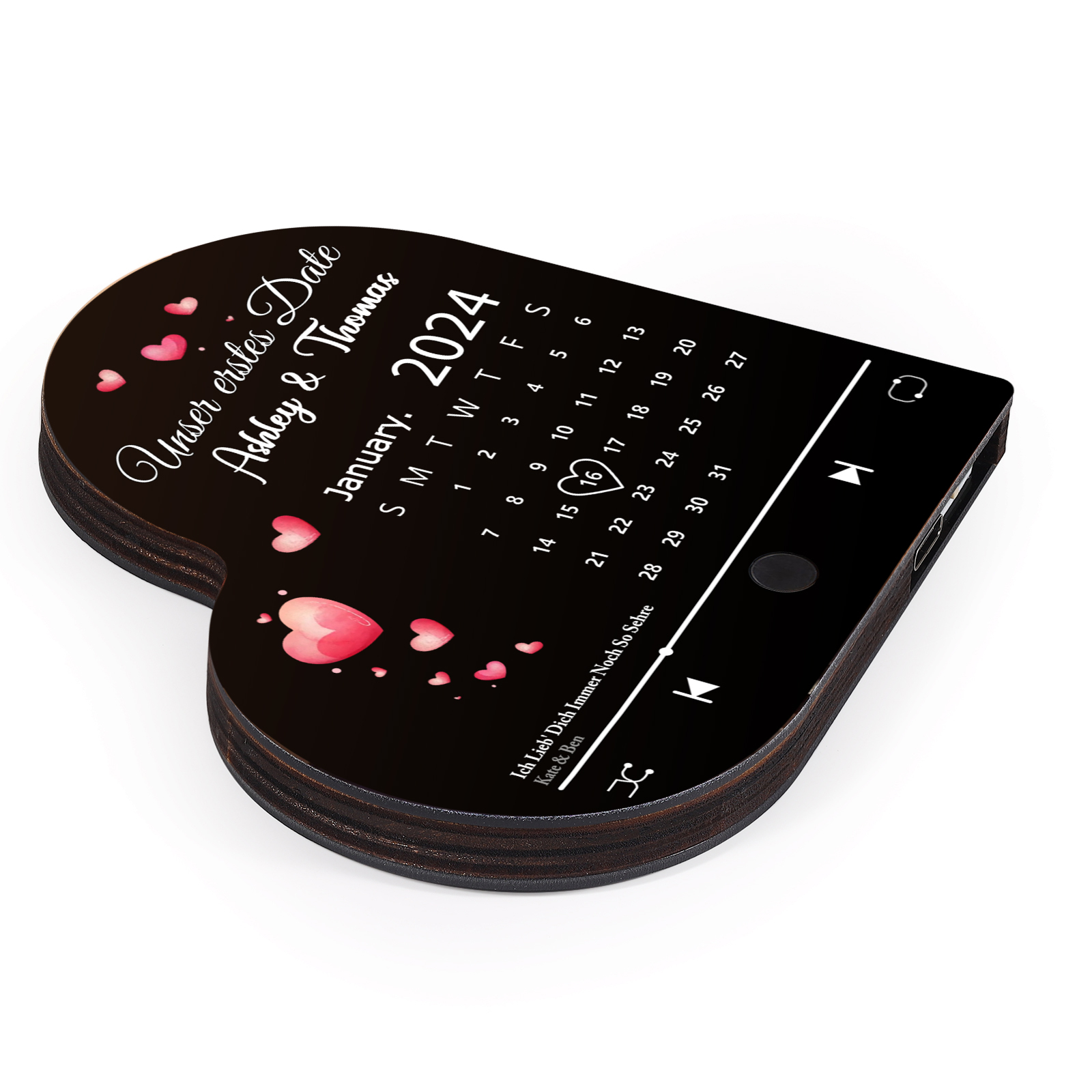 Herz Personalisiertes Lied & Text & 2 Namen & Jahr & Datum Kühlschrankmagnet mit Musikfunktion Geschenk für Paare