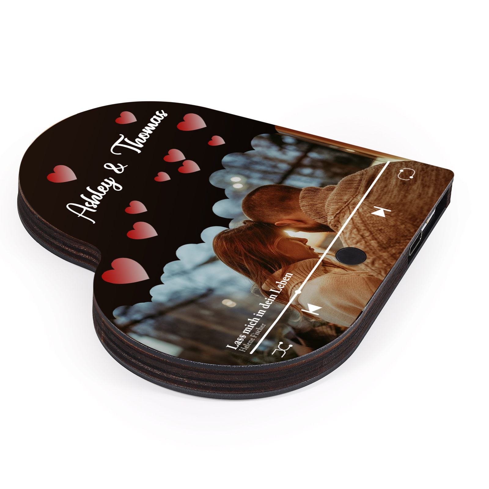 Herz Personalisiertes Lied & 2 Namen & Foto Partner Kühlschrankmagnet mit Musikfunktion Geschenk für Paare