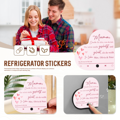 Herz Personalisiertes Lied & Text Kühlschrankmagnet mit Musikfunktion Mama, Danke für alles, was du tust Geschenk für Mutter