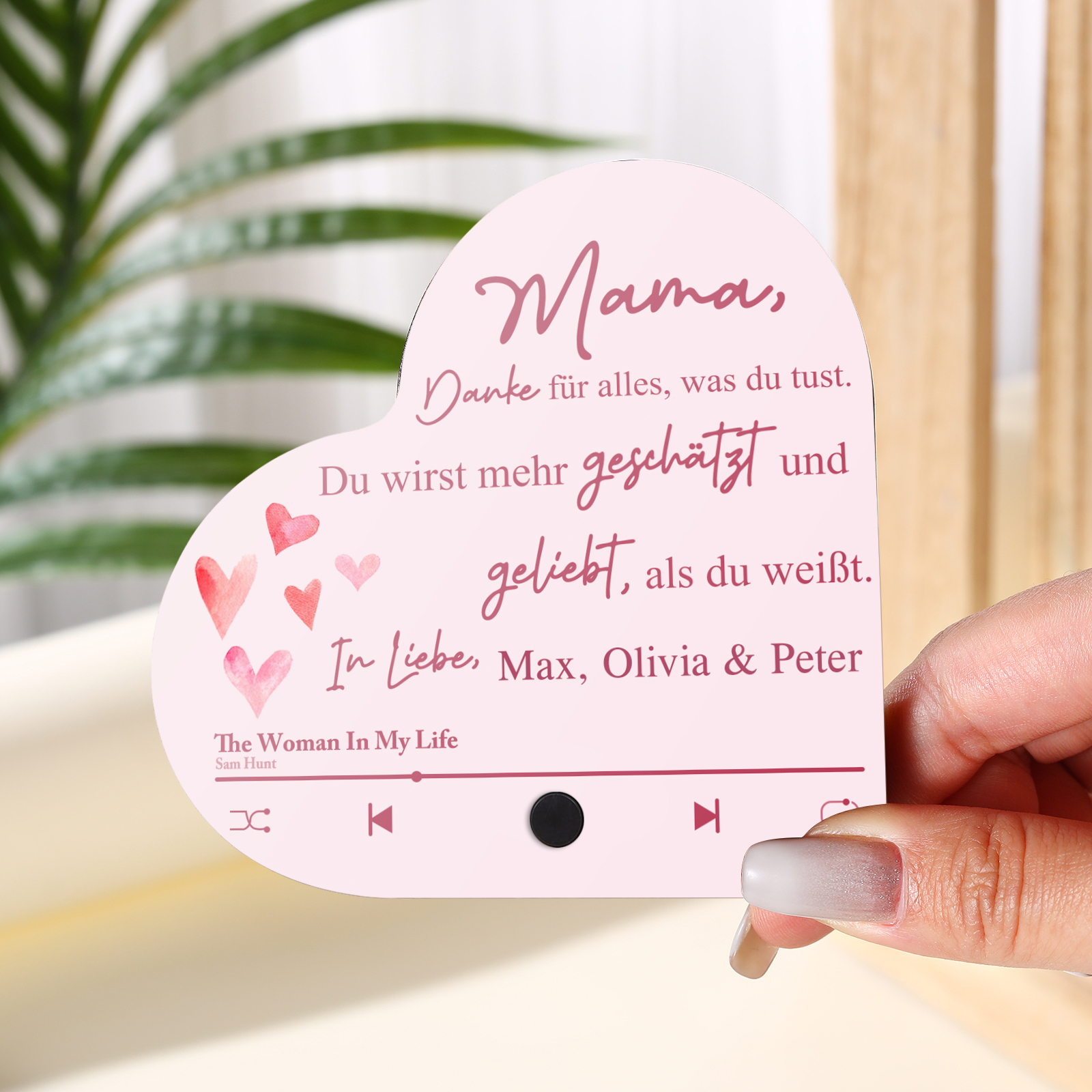 Herz Personalisiertes Lied & Text Kühlschrankmagnet mit Musikfunktion Mama, Danke für alles, was du tust Geschenk für Mutter