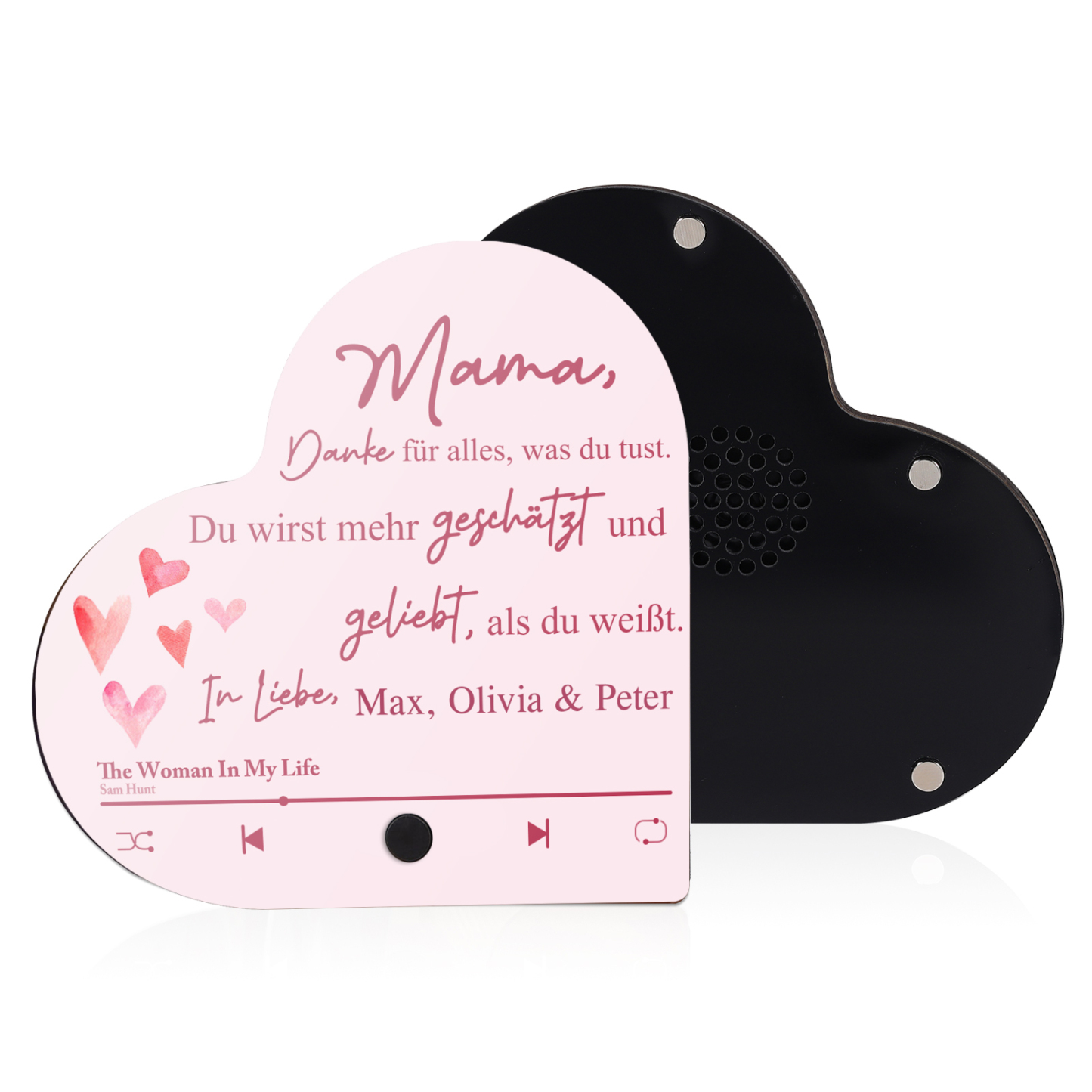 Herz Personalisiertes Lied & Text Kühlschrankmagnet mit Musikfunktion Mama, Danke für alles, was du tust Geschenk für Mutter