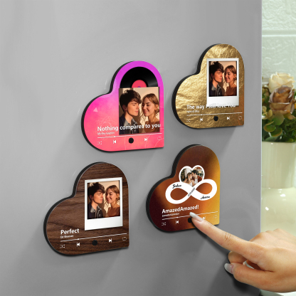 Personalisierte mit Foto & Lied & Datum & 2 Namen Musik-Kühlschrankmagnet – Romantisches Geschenk für Paar