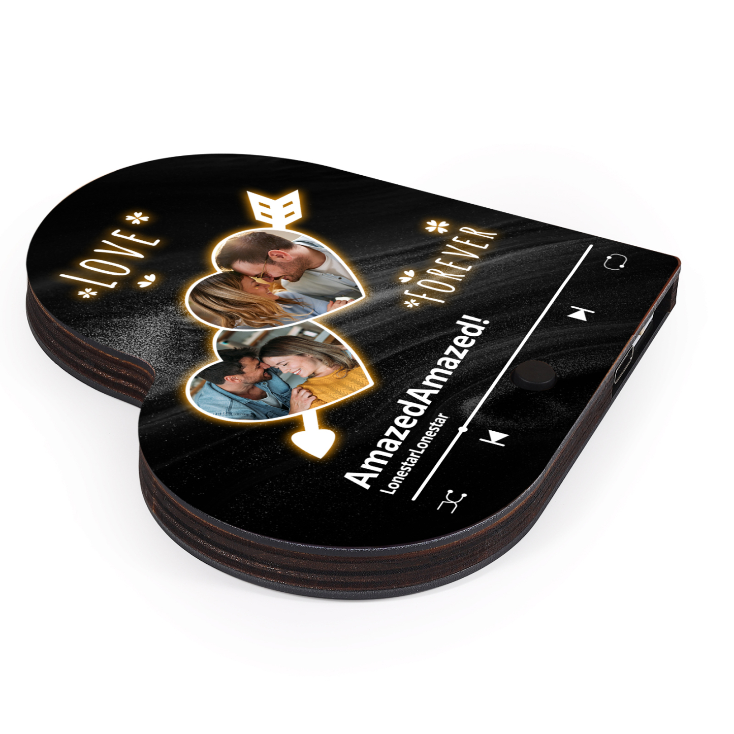 Personalisierte mit 2 Fotos & Lied & 2 Texte Musik-Kühlschrankmagnet – Romantisches Geschenk für Paar
