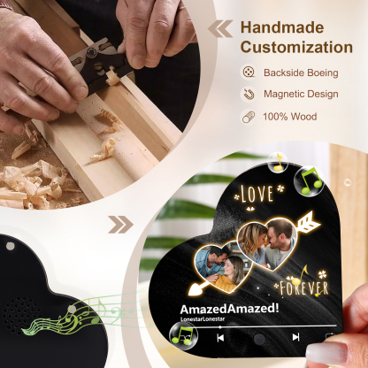 Personalisierte mit 2 Fotos & Lied & 2 Texte Musik-Kühlschrankmagnet – Romantisches Geschenk für Paar