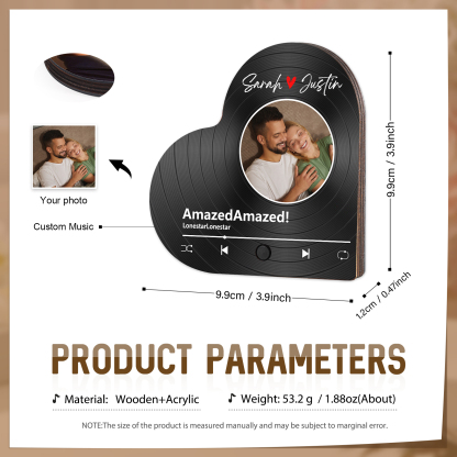 Personalisierte mit 2 Namen & Lied & Foto Musik-Kühlschrankmagnet – Romantisches Geschenk für Paar