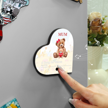 Personalisiertes 2 Namen & Lied farbige Acryl-Holz Herz Kühlschrankmagnet mit Musikfunktion - Geschenk für Mama