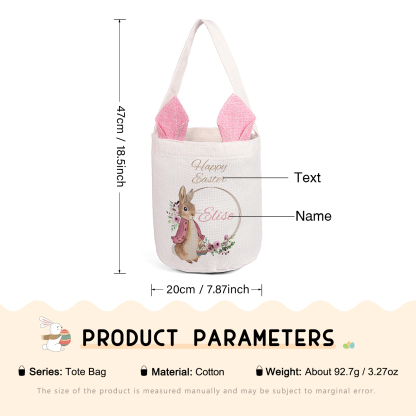 Personalisierbarer Text & Name Ostern Baumwolle Hase Tasche