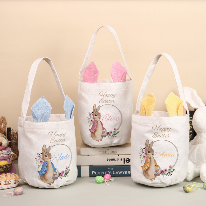 Personalisierbarer Text & Name Ostern Baumwolle Hase Tasche