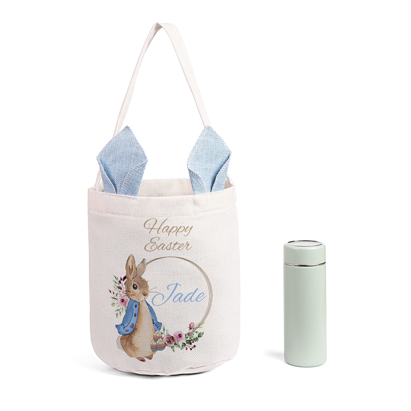 Personalisierbarer Text & Name Ostern Baumwolle Hase Tasche