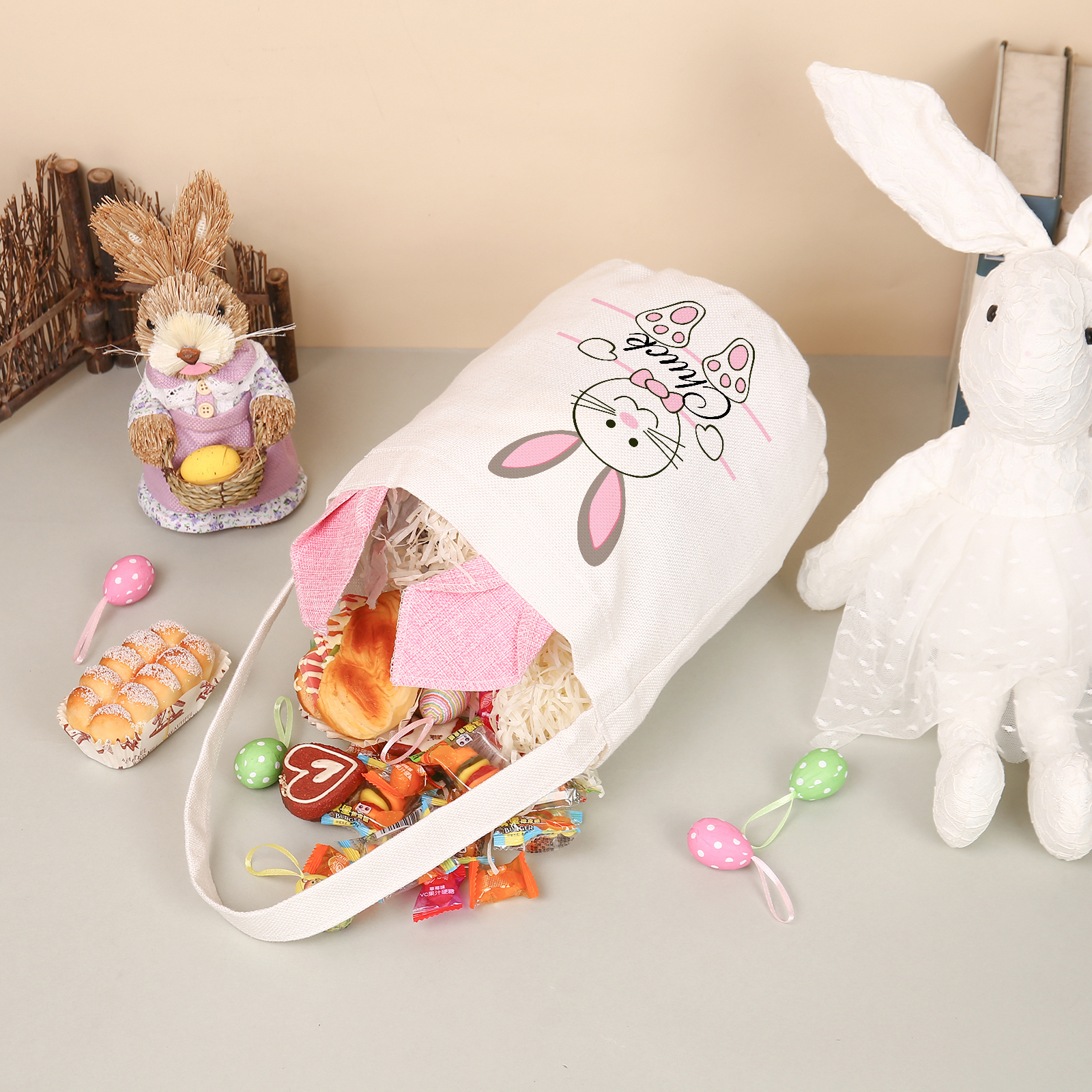 Personalisierbarer Name Ostern Baumwolle Hase Tasche