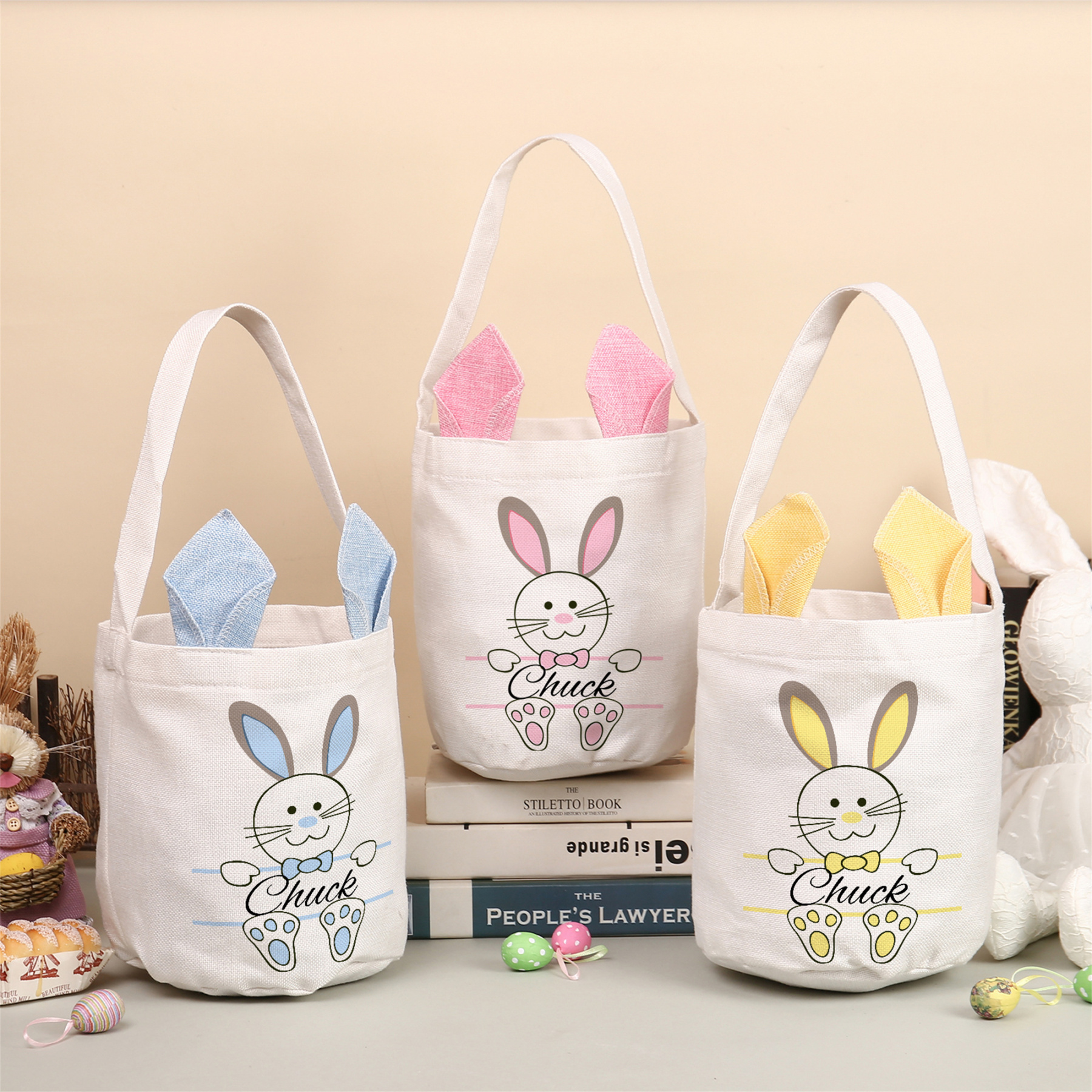 Personalisierbarer Name Ostern Baumwolle Hase Tasche