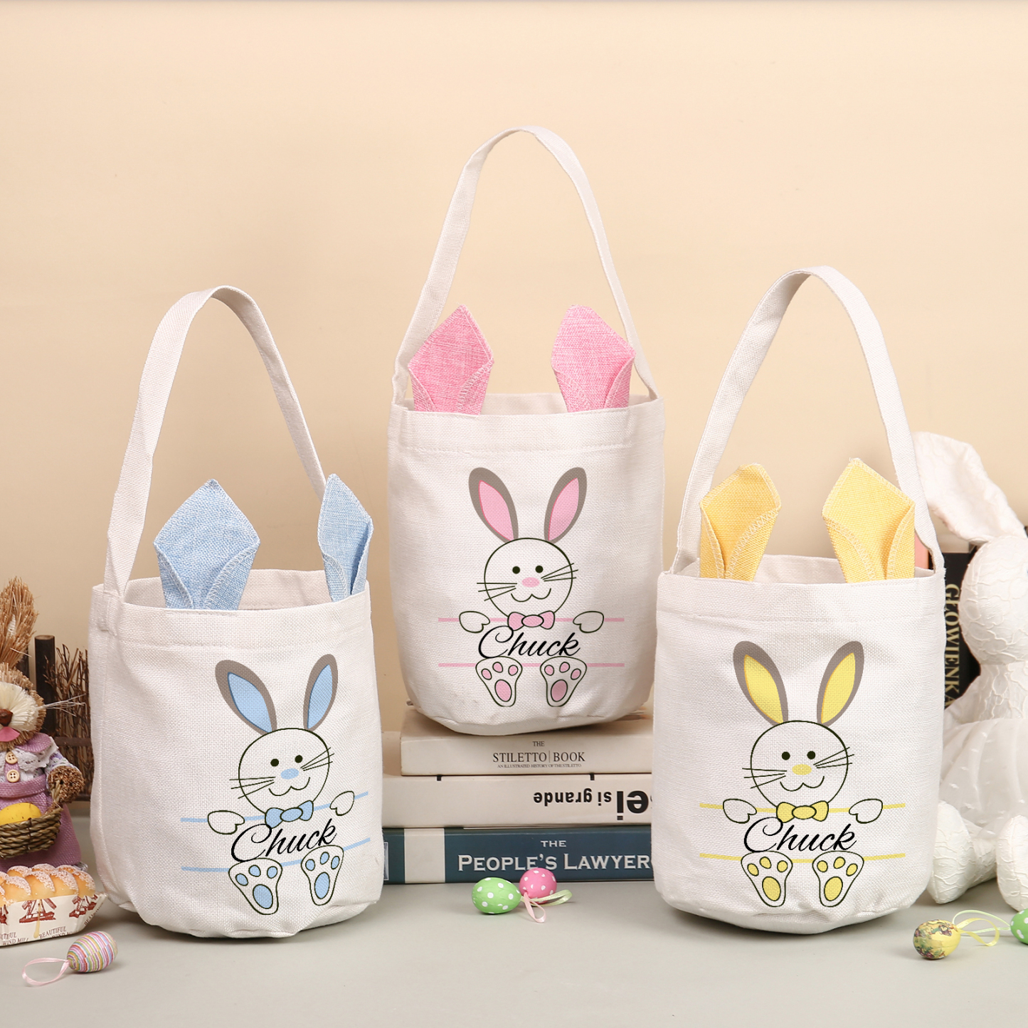 Personalisierbarer Name Ostern Baumwolle Hase Tasche