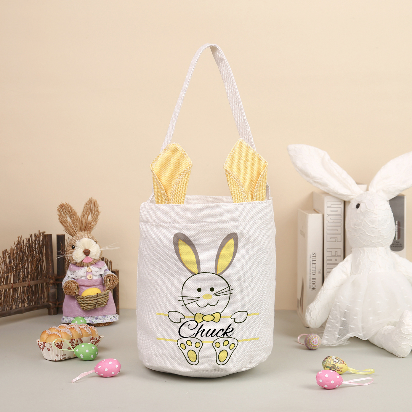 Personalisierbarer Name Ostern Baumwolle Hase Tasche