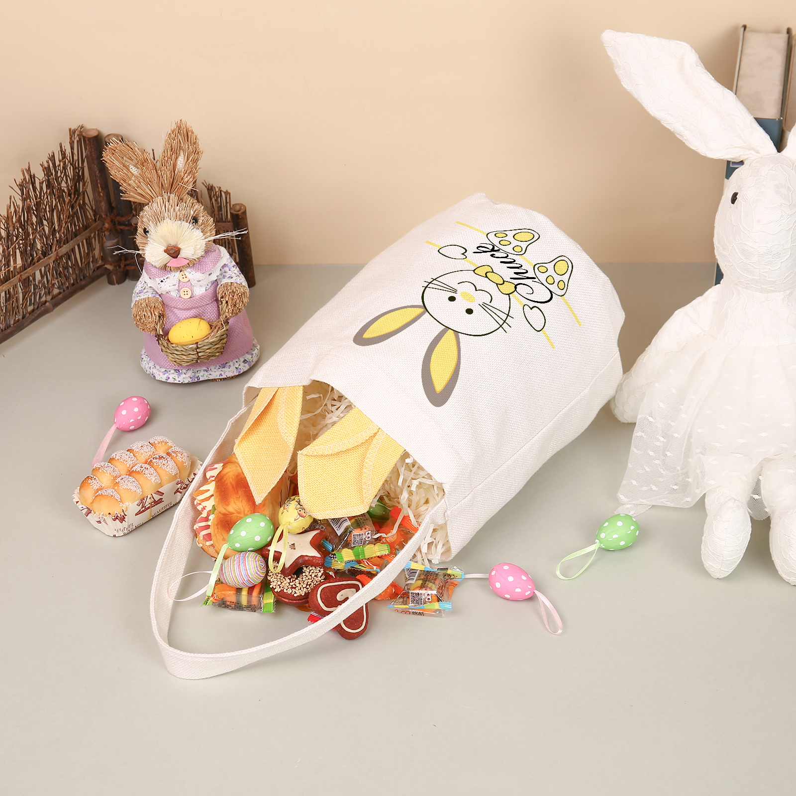 Personalisierbarer Name Ostern Baumwolle Hase Tasche