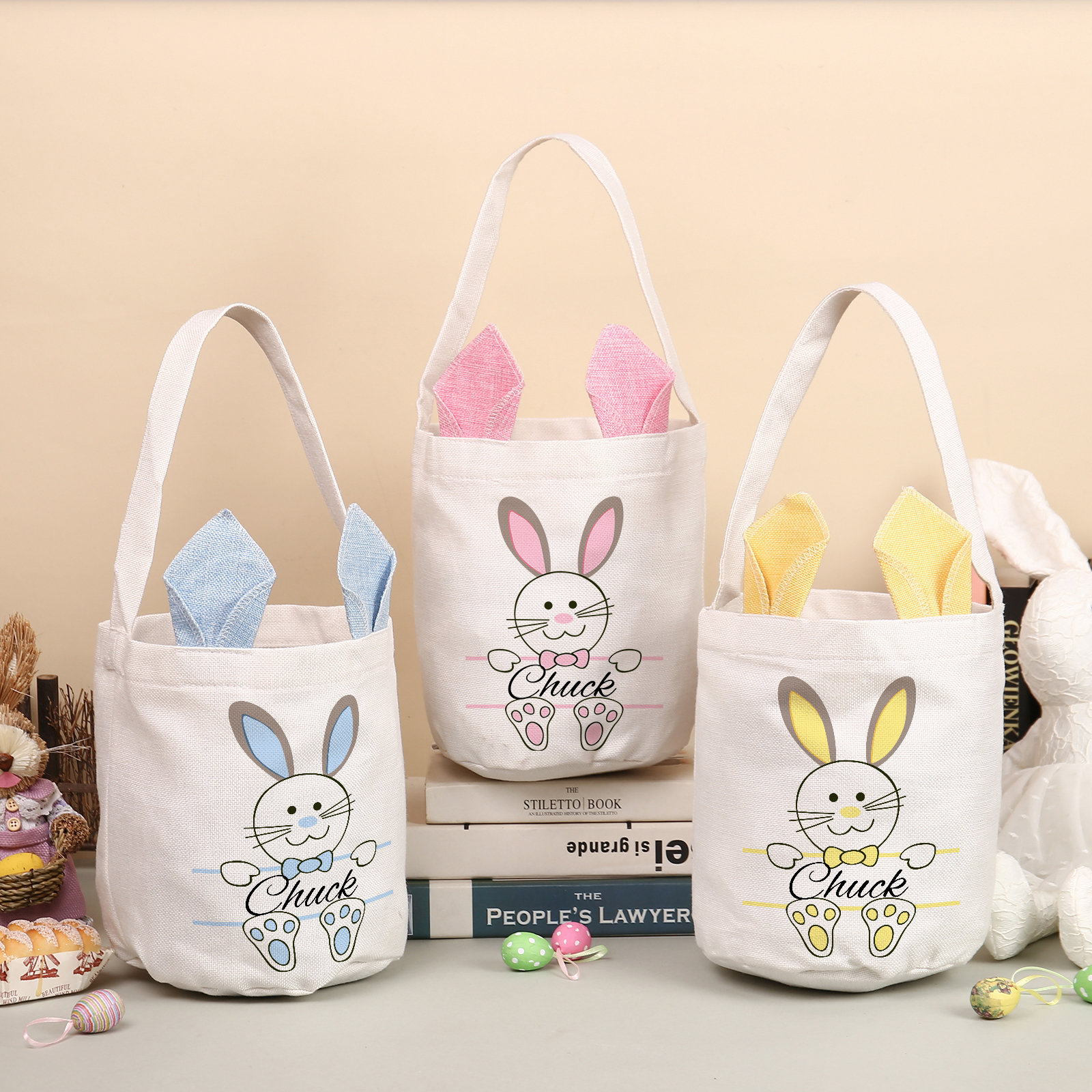 Personalisierbarer Name Ostern Baumwolle Hase Tasche