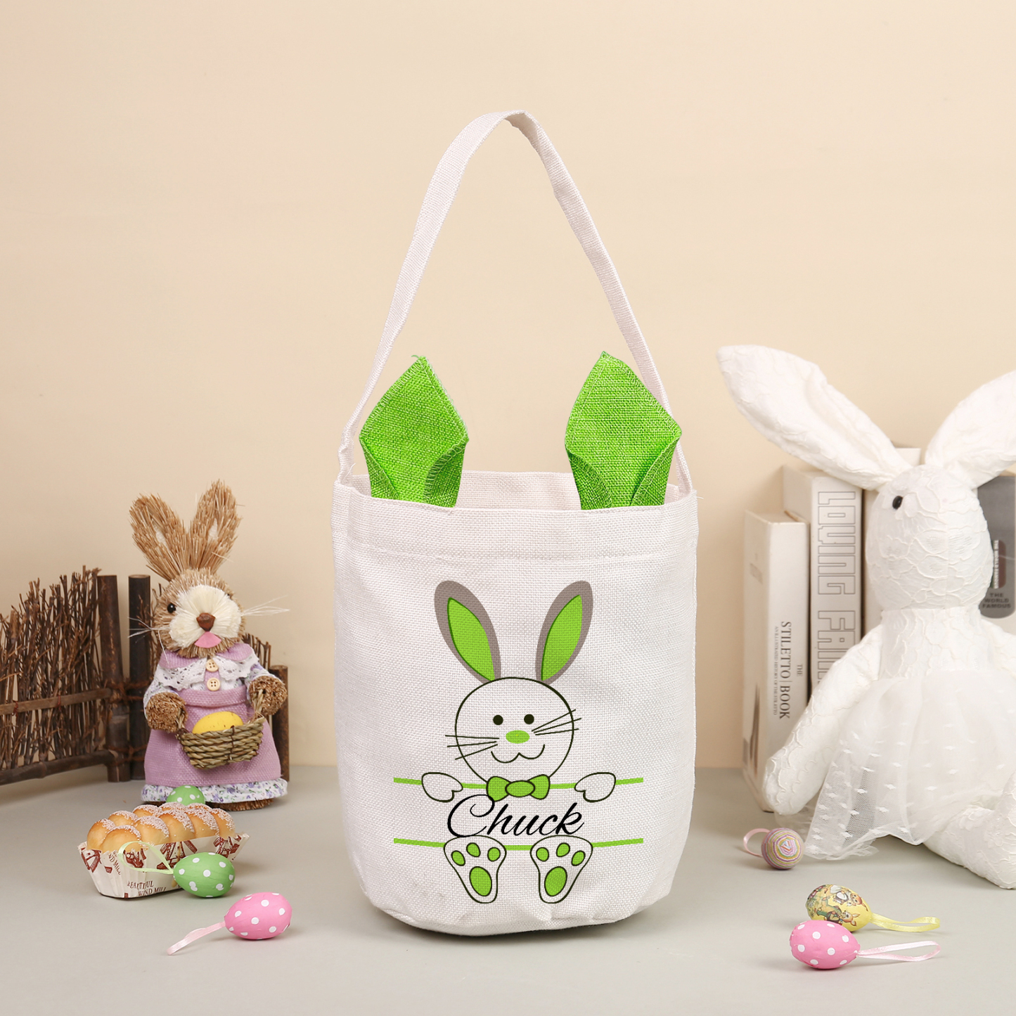 Personalisierbarer Name Ostern Baumwolle Hase Tasche