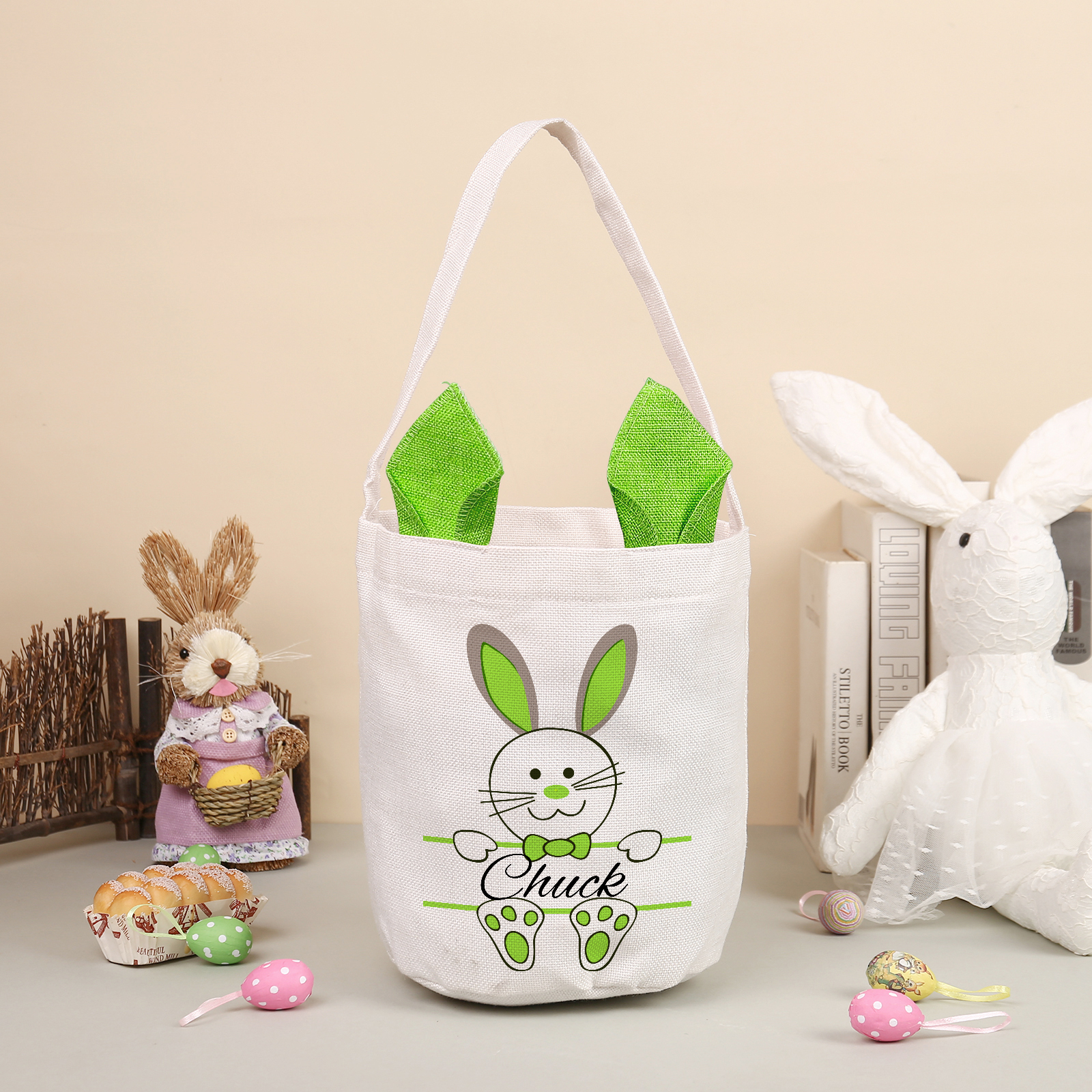 Personalisierbarer Name Ostern Baumwolle Hase Tasche