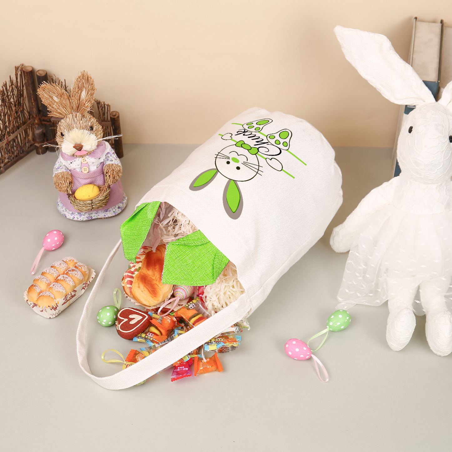 Personalisierbarer Name Ostern Baumwolle Hase Tasche