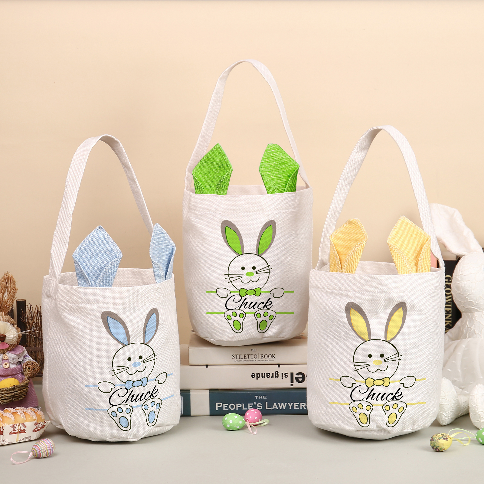 Personalisierbarer Name Ostern Baumwolle Hase Tasche