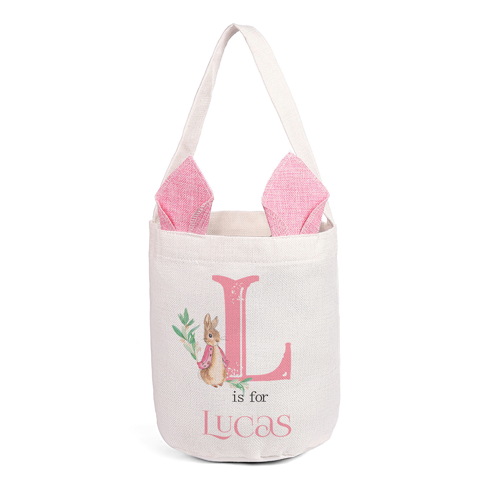 Personalisierbarer 1 Buchstabe & Name Ostern Baumwolle Hase Tasche