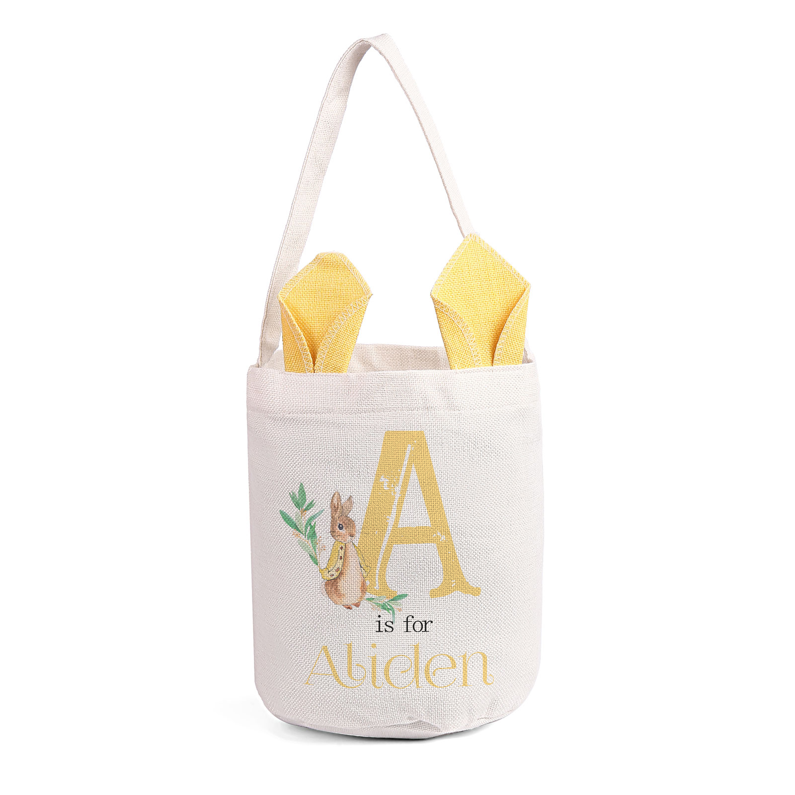 Personalisierbarer 1 Buchstabe & Name Ostern Baumwolle Hase Tasche