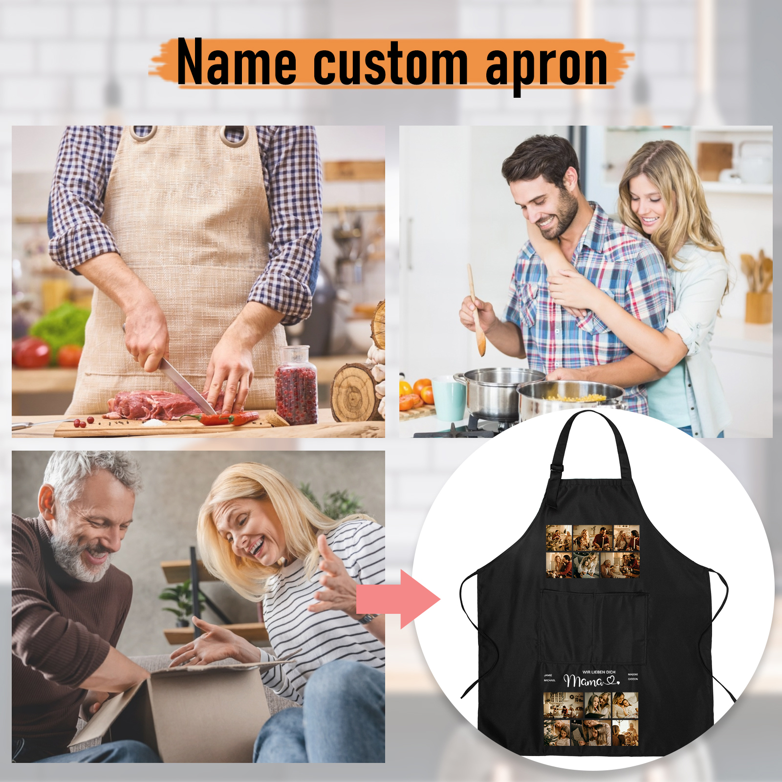 Personalisierte 12 Fotos Kochschürze/Backschürze perfektes Geschenk für Mama zum Muttertag